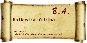 Balkovics Albina névjegykártya